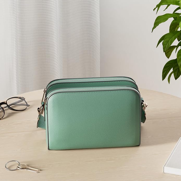 EVVE Crossbody Bags for Women Trendy Triple Zip Small Crossbody Camera Bag Purse