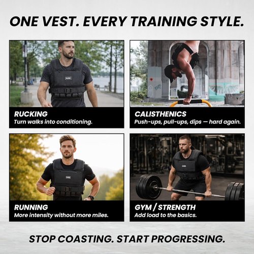 MVRK Weighted Vest for Men - Adjustable 15-100lbs Heavy Duty Rucking & Strength Training Gear