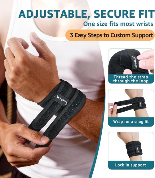 HiRui Wrist Brace - Adjustable Support for TFCC Tears & Carpal Tunnel Relief | One Size, Black