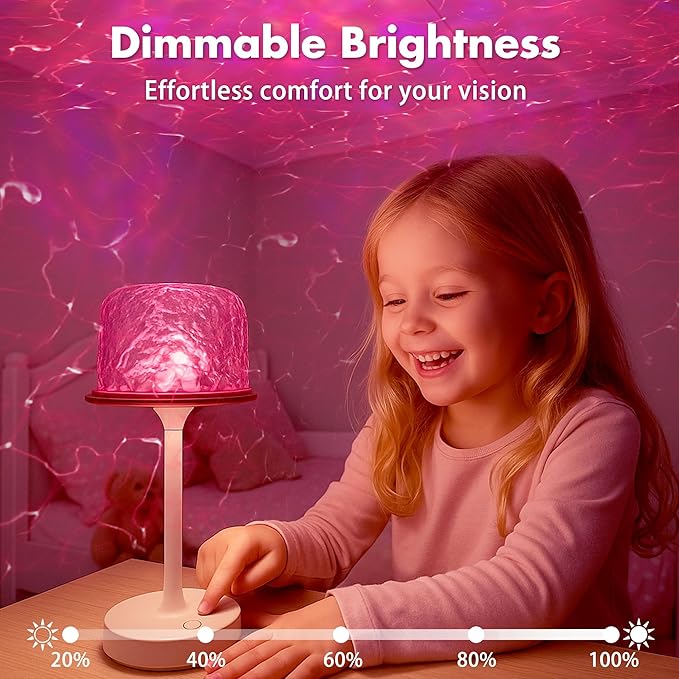 Waterproof Shower Lamp for Inside Shower, Rechargeable Bathroom Lamp with Remote & Touch Control, Cordless Shower Light with 16 Color Changeable, LED Ocean Wave Projector Light for Bathroom/Bathtub