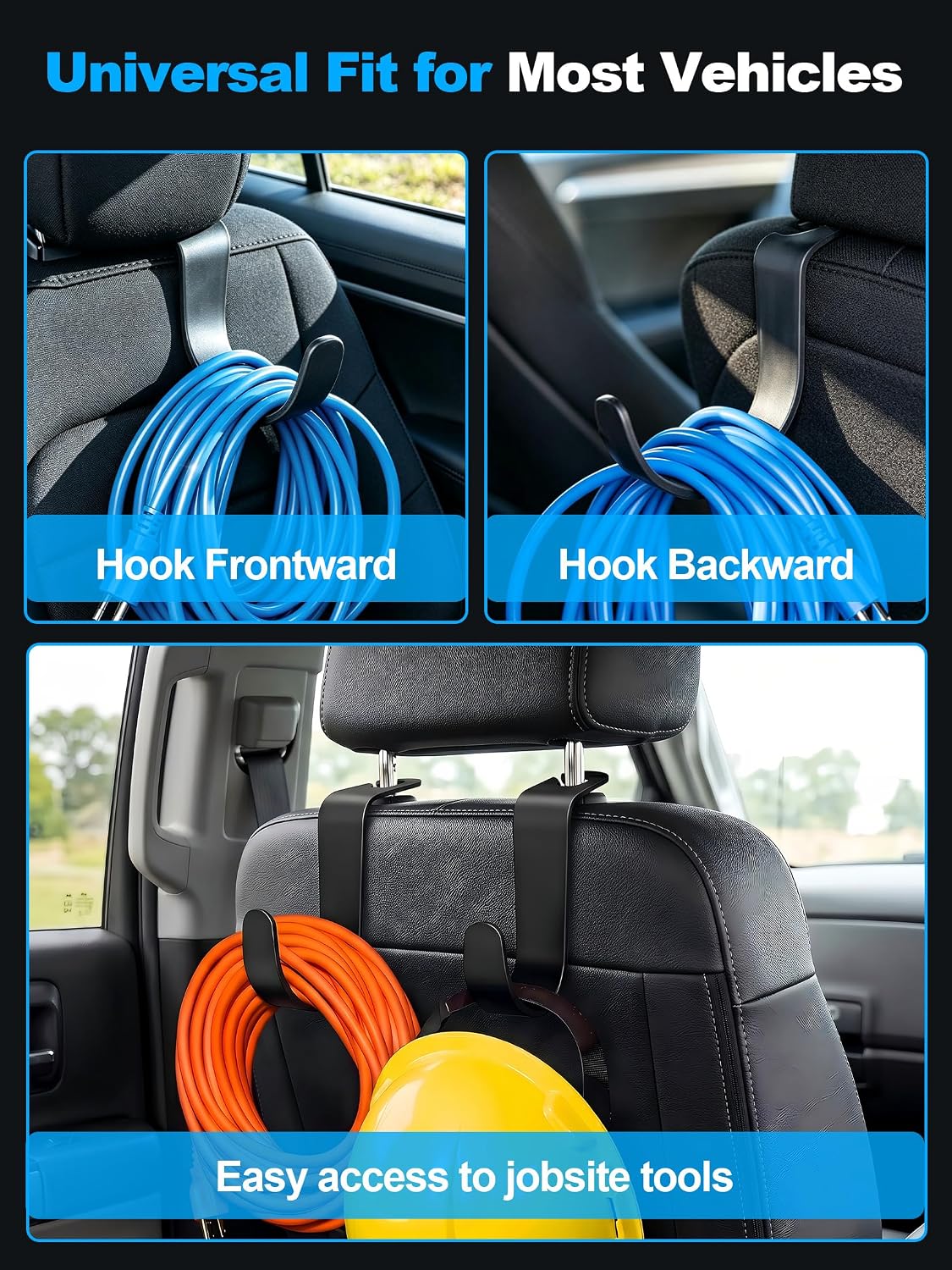 DO DOWIN 4 Pack XL Hard Hat Holder Hooks for Truck (2XL + 2Standard)