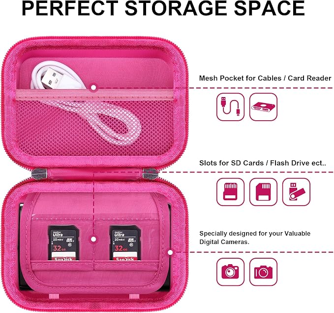 Lacdo Camera Carrying Case for Canon PowerShot ELPH 360/200/185/180/190/350