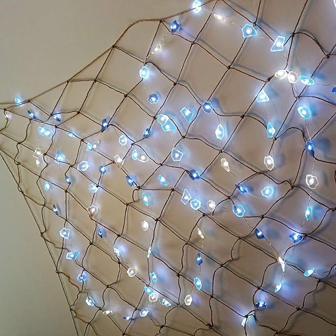 Sea Glass String Lights, Beach Theme Decorative Lights 19 Ft 40 LED USB Plug-in with Remote and Timer for Indoor Outdoor Tent Wedding Nursery Bedroom Party Birthday