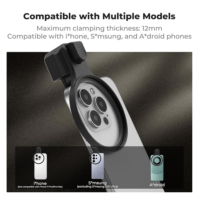 K&F CONCEPT 67mm Press-on ND2-32 Phone Lens Filter Kit, 16/15/14/13/12 Pro/Pro