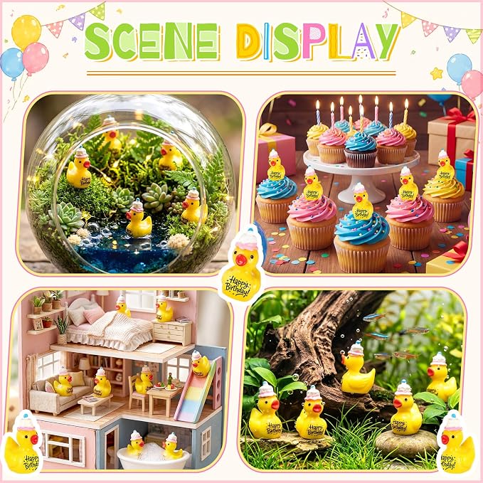 Skylety 25 Piece Happy Birthday Resin Ducks
