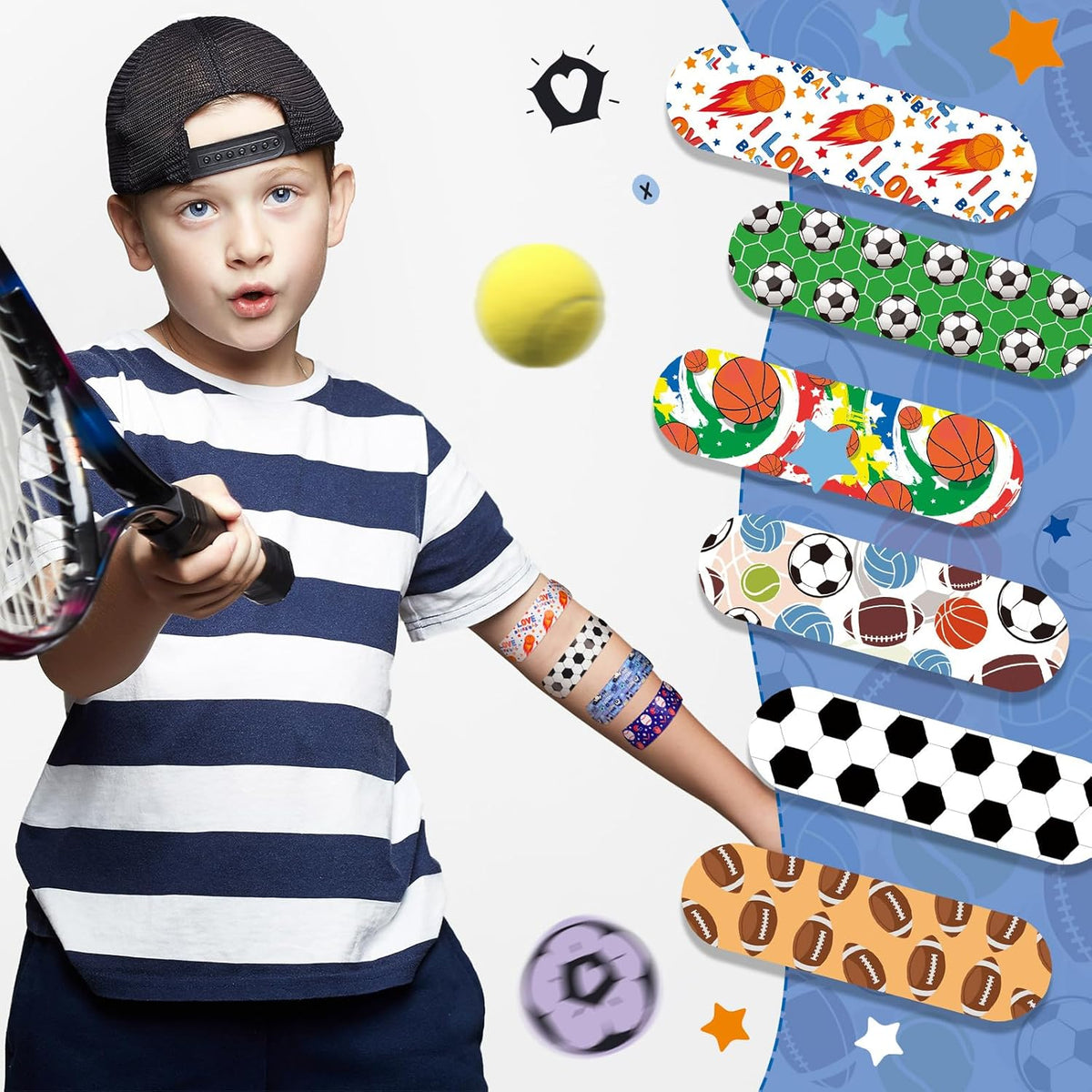 Patelai Kids Bandages - 10 Colorful Styles, Waterproof & Breathable Adhesive Protection for Cuts
