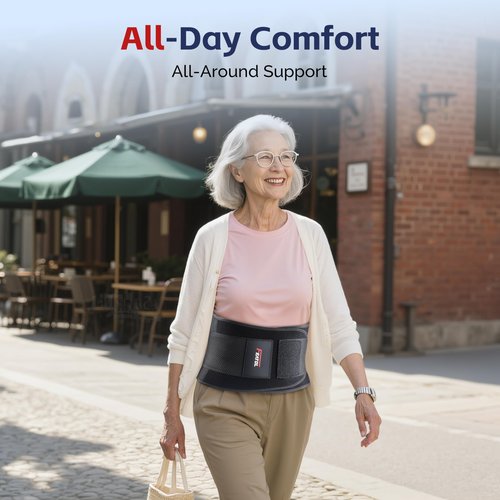 FEATOL Back Brace for Men Lower Back, Lumbar Support Belt- Back Pain, Adjustable Support Straps with Removable Lumbar Pad for Heavy Lifting Work, Plus Size(Black, L/XL