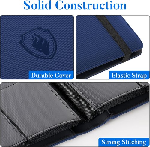 Fabmaker Premium 9 Pocket Card Binder - Sturdy Trading Card Album for 360 Cards | Navy Blue