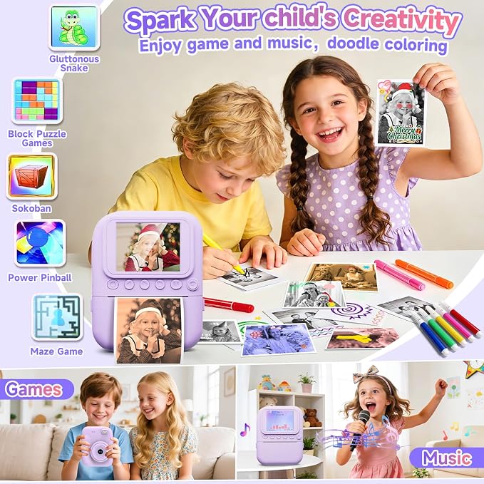 Kids Camera Instant Print, Portable Toddler Camera Toys
