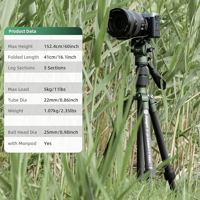Fotopro 59" Carbon Fiber Travel Tripod