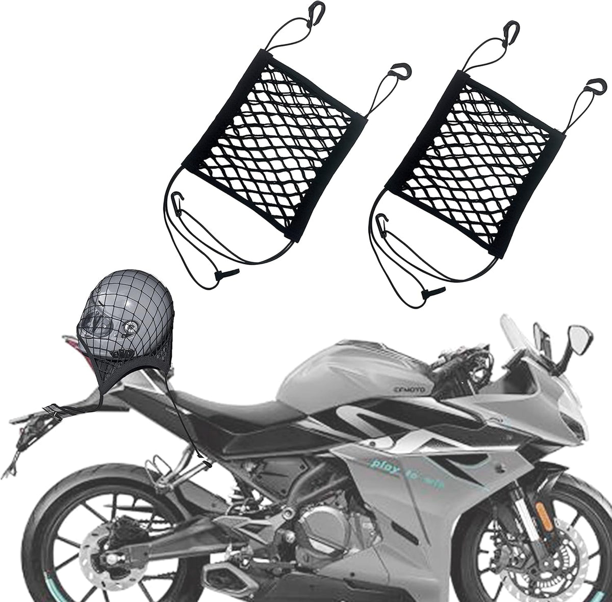 Upgrade Cargo Net for Motorcycle Helmet Storage, 11"X9.8" High-Elastic Double Layer Bungee Net (11x9.8 Inch)