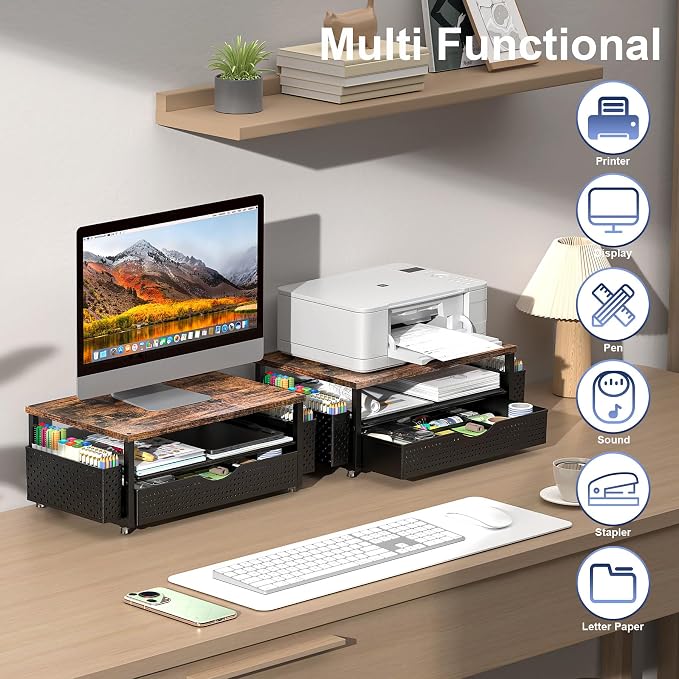 Spacrea Desk Organizer and Accessories, Computer Monitor Stand Riser