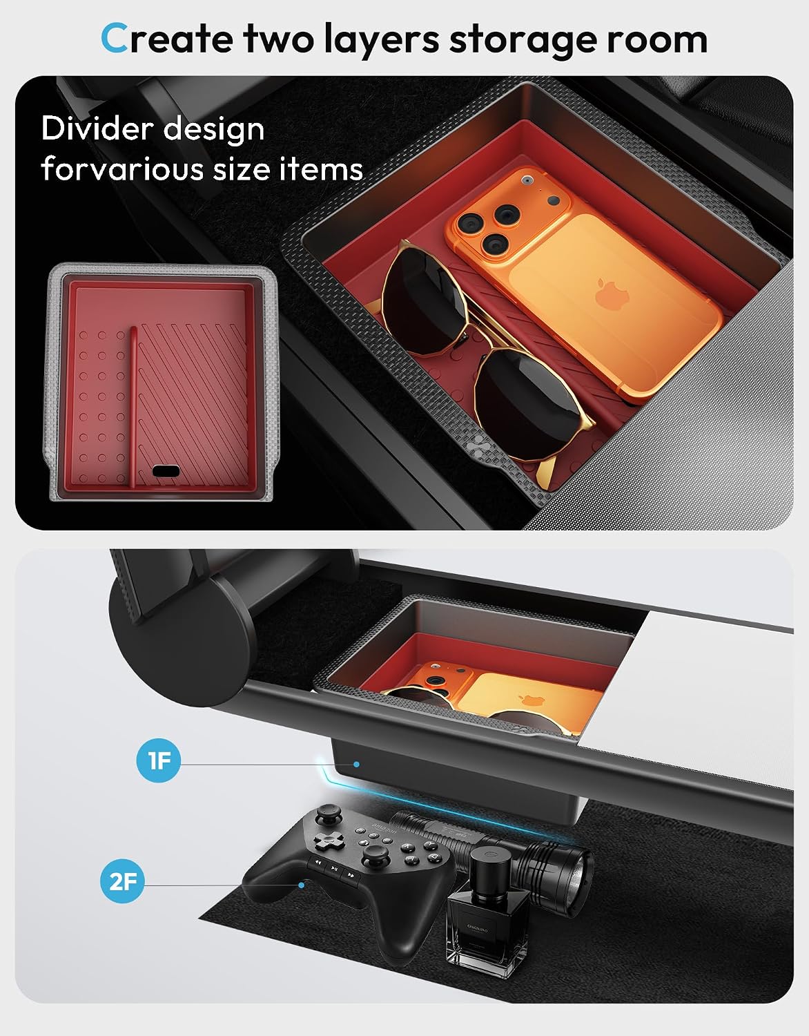 Center Console Organizer Tray for Tesla Model Y Accessories 2026-2025