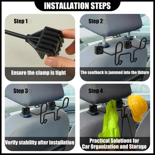 Hard Hat Holder - Heavy Duty Car Seat Hook Organizer for Trucks, SUVs & Cars | 1-Pack