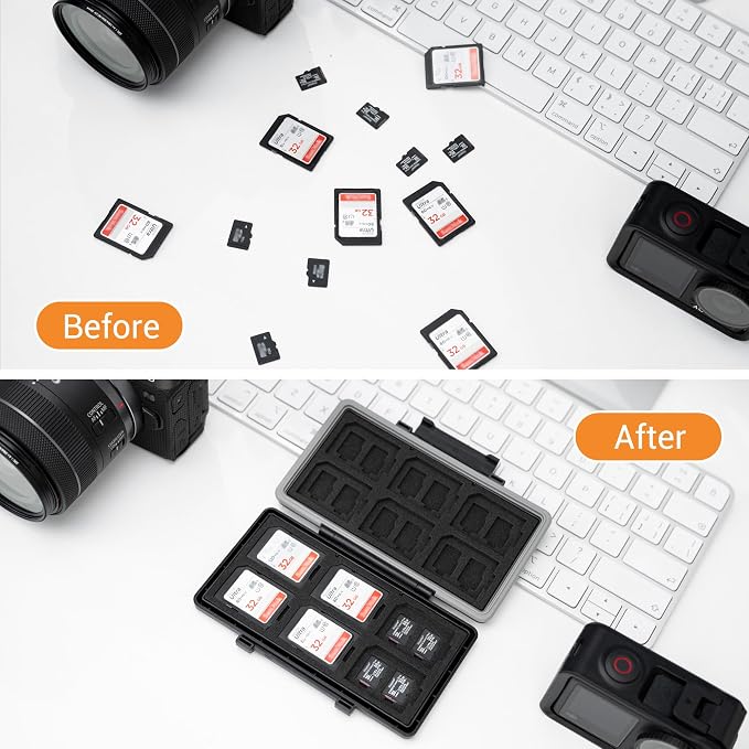 Grey 36 Slots Memory Card Case Water-Resistant Anti-Shock Memory Card Wallet
