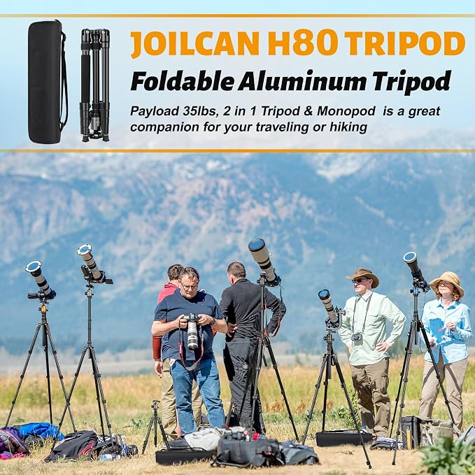 JOILCAN Tripod for Camera, Heavy Duty Travel Tripods for Spotting Scope