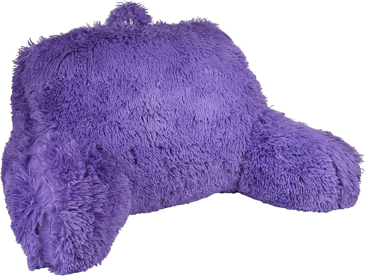 Klear Vu Shaggy Reading Pillow Back Rest Body Pillow for Adults and Kids, Lumbar and Arm Support on Bed, Chair, Couch, Sofa and Floor, 30" x 21", One Size, Aqua