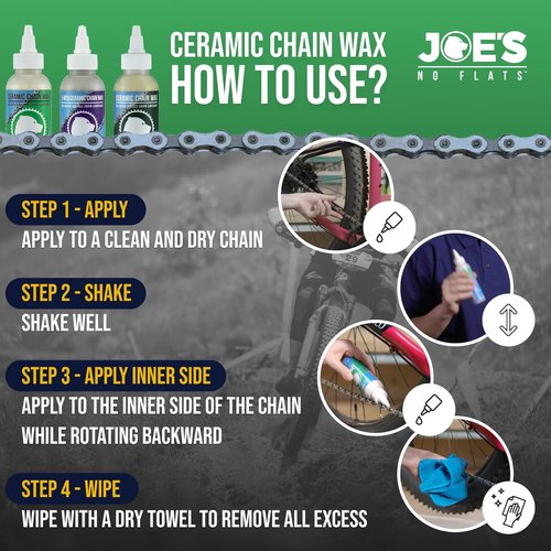 Joe's No Flats eMTB Ceramic Chain Wax 4.2oz - Bio-Based Formula for Electric Mountain Bikes