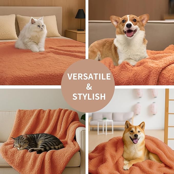 Pet Blankets for Couch Sofa Bed Dog Blankets Reversible Cat Blanket Soft Furniture Protector Cover for Small Medium Large Dogs Cats, Beige, 41 x 65 inches