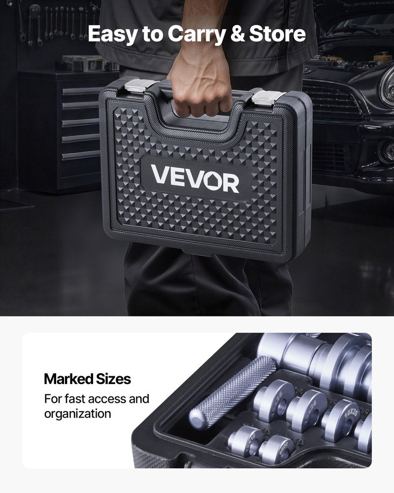VEVOR Bicycle Bearing Press Kit, Bike for Wheels/Hub Bearing Installation with Bushings & Wrenches, Bike Soft Tail Frame Turning Point Hub Assembly Tool 25pcs