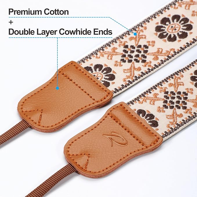 Padwa Lifestyle Elegant Brown Floral Camera Strap