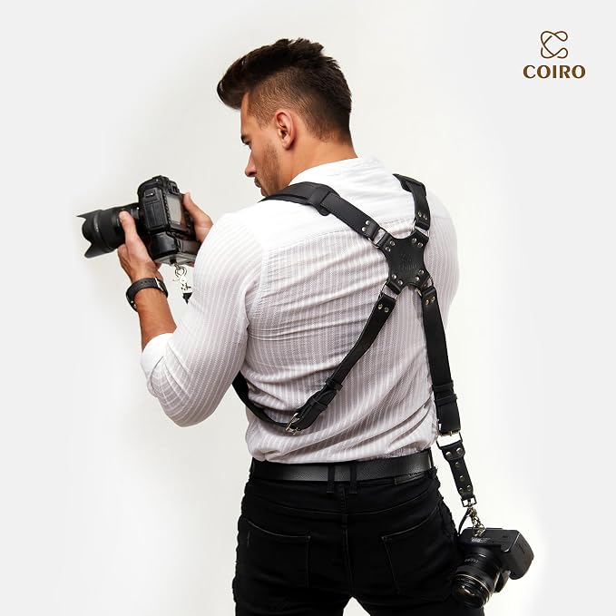 C Coiro Dual Camera Harness Shoulder Leather Camera Strap