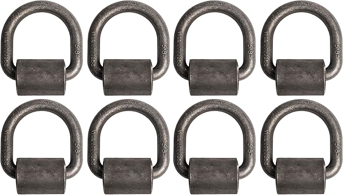 Pack of 8 Hi Gear 5/8" inch 18000 Lbs Load Capacity Weld-on Flip D-Ring Anchor Flatbed Truck Trailer Ratchet Strap Cargo Tie Down WLL 6000Lbs (8)