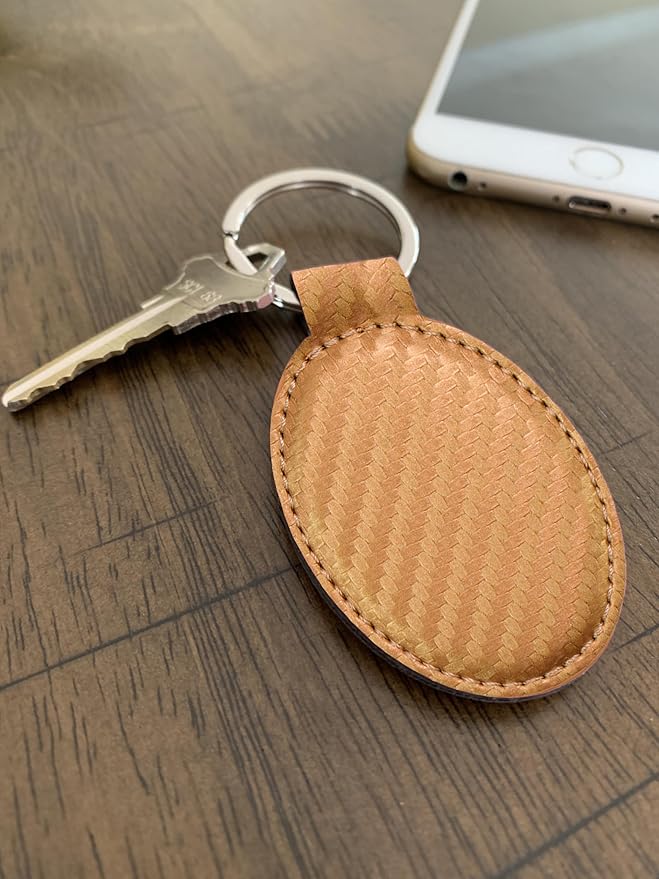 LaserGram Oval Keychain, Off Road Racer, Personalized Engraving Included (Carbon Fiber Bronze)
