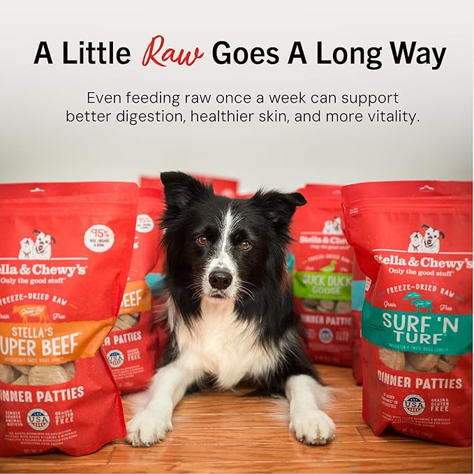 Stella & Chewy's Freeze-Dried Raw Dinner Patties - Turkey Recipe - High Protein Grain-Free Puppy & Dog Food - Perfect For Picky Eaters - 14 oz