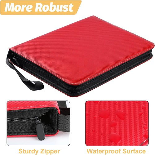 GERMUN 9 Pocket Card Binder - Premium Zip Trading Card Album for MTG, TCG & Sports Cards | Red