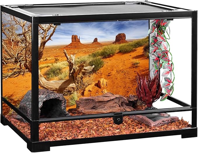 AWERT 60x24 inches Reptile Habitat Background Orange Desert Terrarium Background Durable Polyester Background