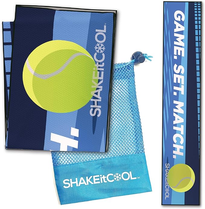 SHAKEitCOOL Original Cooling Towel – Be Cool in Style - Heat Relief, Soft, Lightweight, Sun Protection, Easy Clean - Perfect for Biking, Running, Yoga, Gym, Gardening - Tennis
