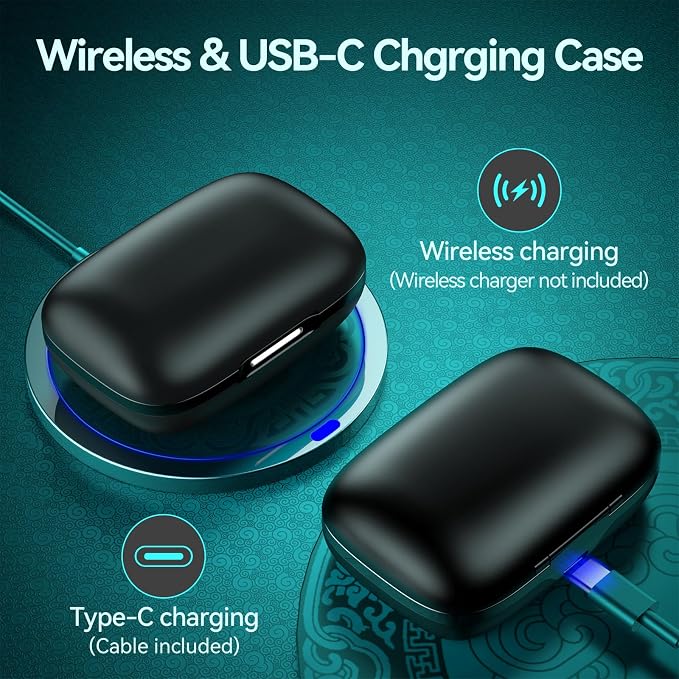 Active Noise Cancelling Ear Buds Wireless Earbuds 80H Playtime Bluetooth Headphones with LED Display Case, Hi-Res Audio Clear Calls Earphones with Over Ear Hooks for Running Gym Workout Travel Black