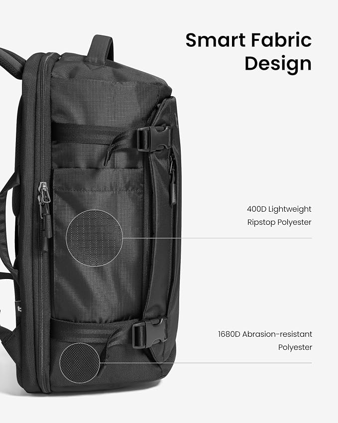 tomtoc Travel Backpack 40L, TSA Friendly Flight Approved Carry-on Luggage Hand