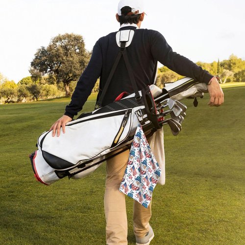 FCYDMN American Flag Golf Towel USA Eagle Golf Towel with Carabiner Clip for Golf Bags Men and Women Golf Accessories