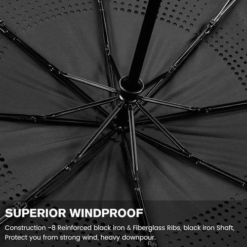 G4Free Windproof Travel Umbrella - 46-Inch Automatic Compact Design with Double Canopy & Fiberglass Frame