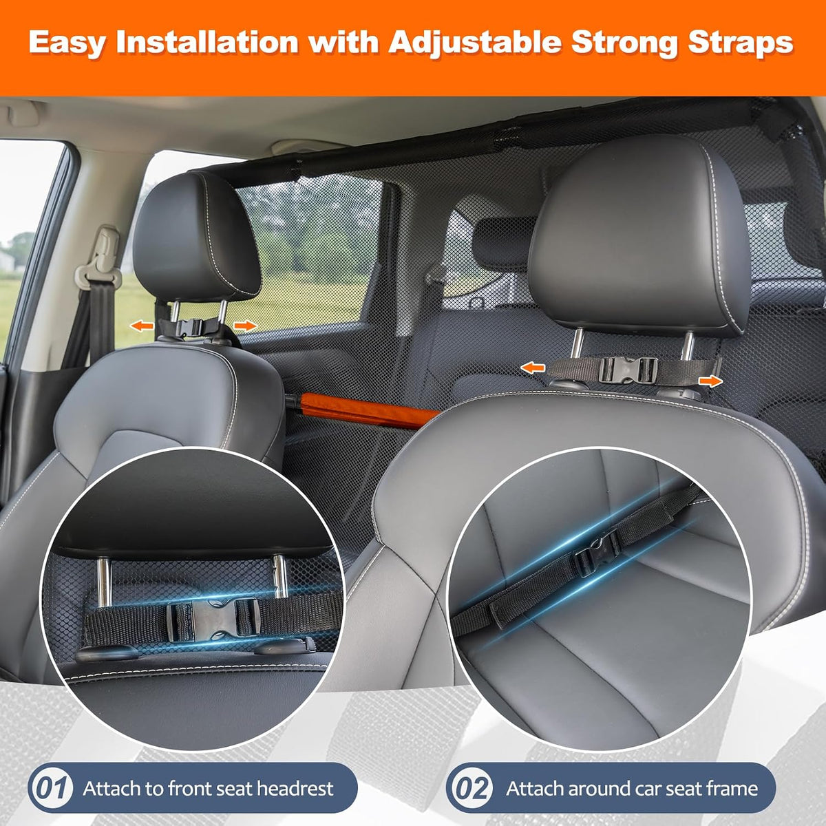 Dog Car Barrier for Back Seat & Trunk - 56" Wide for Large SUVs and Cars