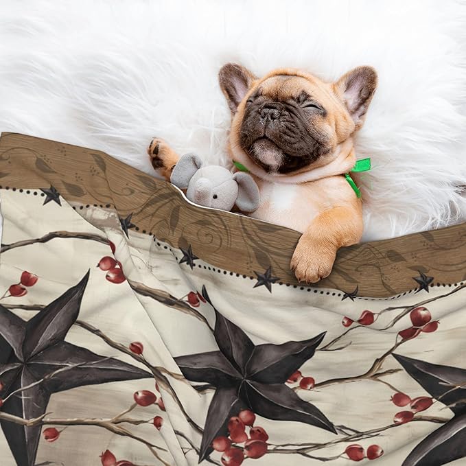 Western Throw Blanket - Rustic Star Blanket for Dog Cat Farmhouse Pet Blankets 23x16 for Couch Sofa Bed