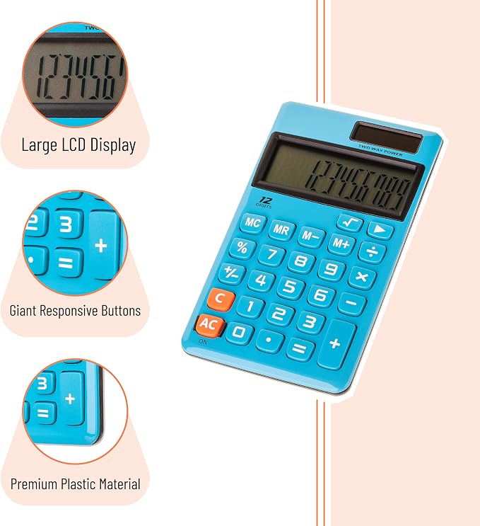 Mr. Pen- Standard Function Calculator, 12 Digits, Solar Calculator, Basic