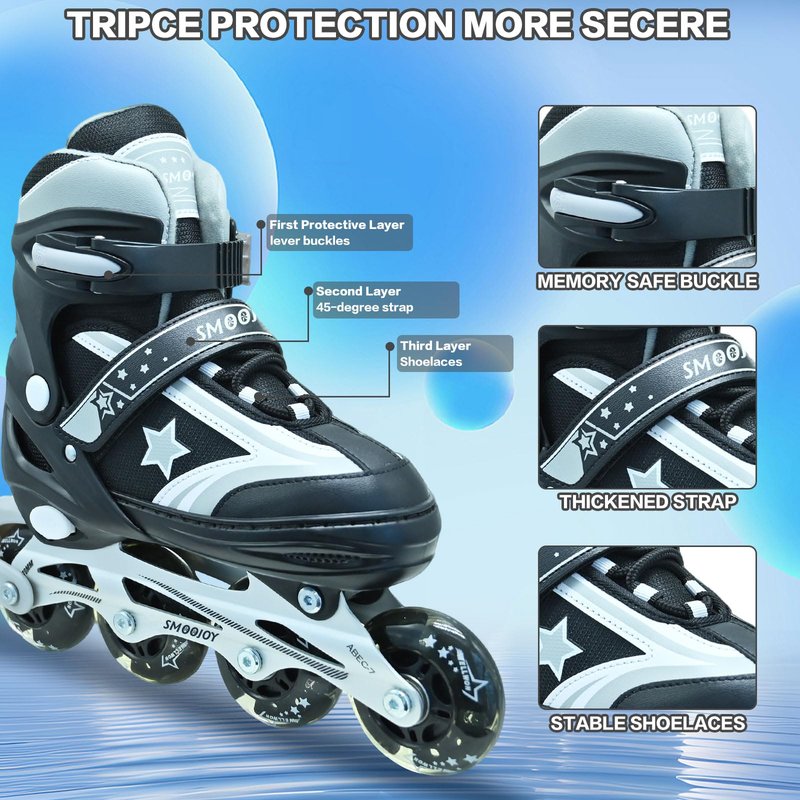 SMOOJOY Kids Inline Skates for Boys, Girls and Youth, All Light-Up Wheels Aluminum Frame Blade Green Skate for Beginners Ages 5-8, Perfect for Indoors and Outdoors