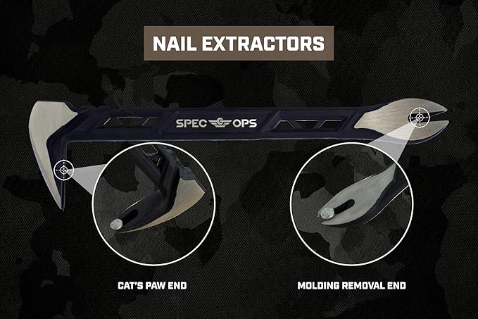 Spec Ops Tools 11" Nail Puller Cats Paw Pry Bar, High-Carbon Steel, 3% Donated to Veterans,
