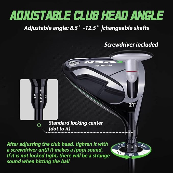 PGM Men's Professional Golf Club Driver Woods Hybrid for Right Handed with Headcover, Low Center of Gravity Long Distance Single Club with Titanium Head Graphite Shaft