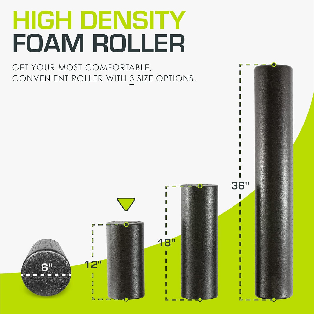 ProsourceFit High Density Foam Roller - 12-Inch Firm Massage Tool for Back Stretching & Muscle Recovery | Black
