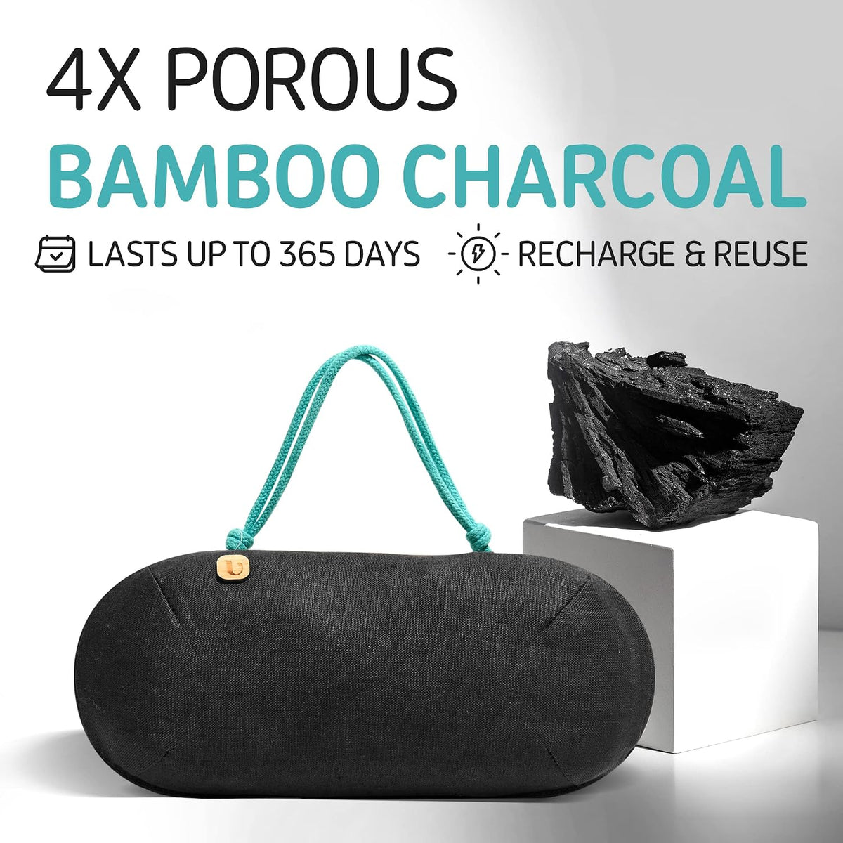 PURGGO Car Air Freshener - Lasts 365+ Days No Chemicals 100% Activated Bamboo Charcoal Fragrance-Free Deodorizer, Natural Auto Odor Eliminator, Purifier, Neutralizer, Absorb Smoke Smell
