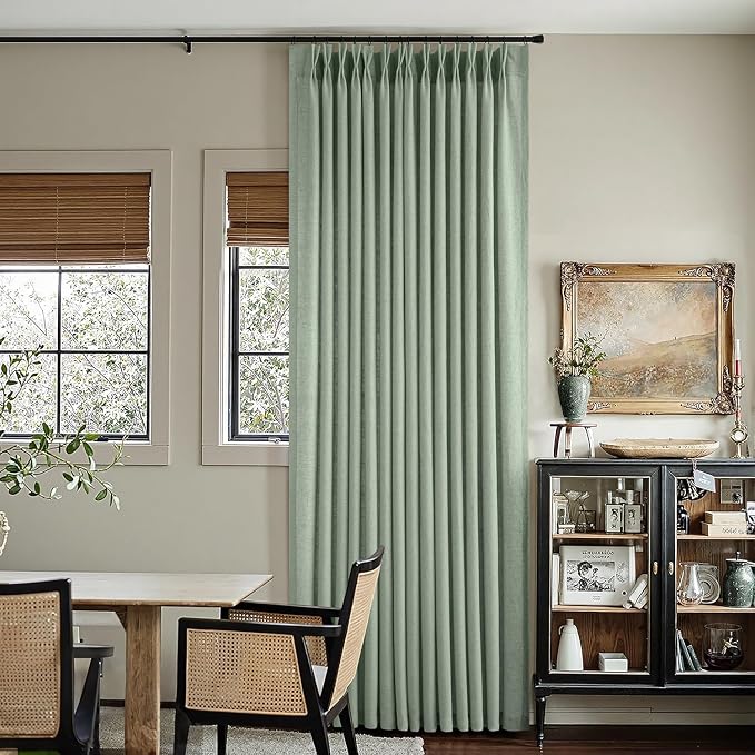Memory Trained Pinch Pleated Curtains 63 Inches Long, Viral Linen Pinch Pleat