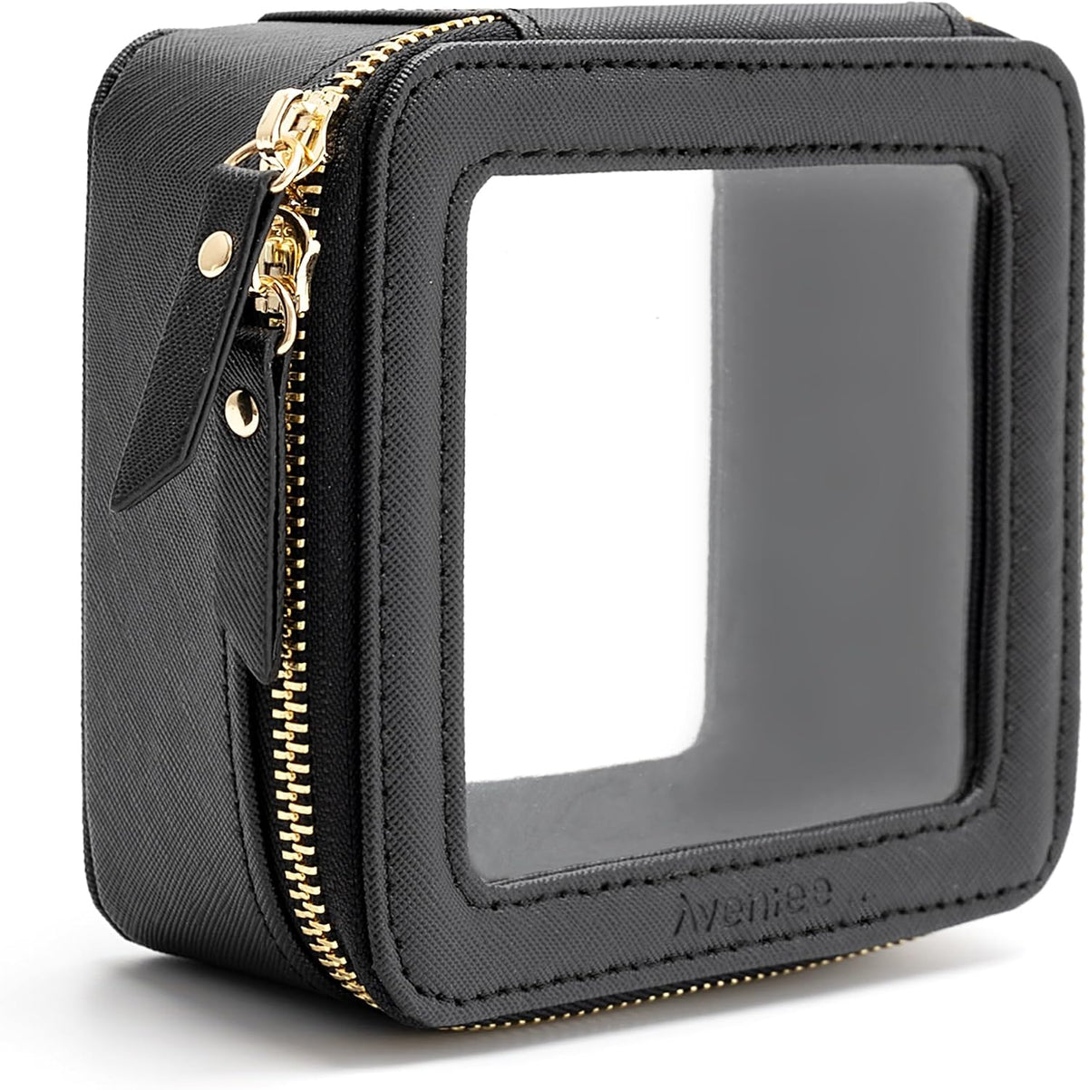 Aveniee Clear Makeup Bag Small, Mini Travel Toiletry Bag Cosmetic Bags TSA Approved, Clear Makeup Case Pouch with Zipper, Car Organizer Essentials for Women Men,Black