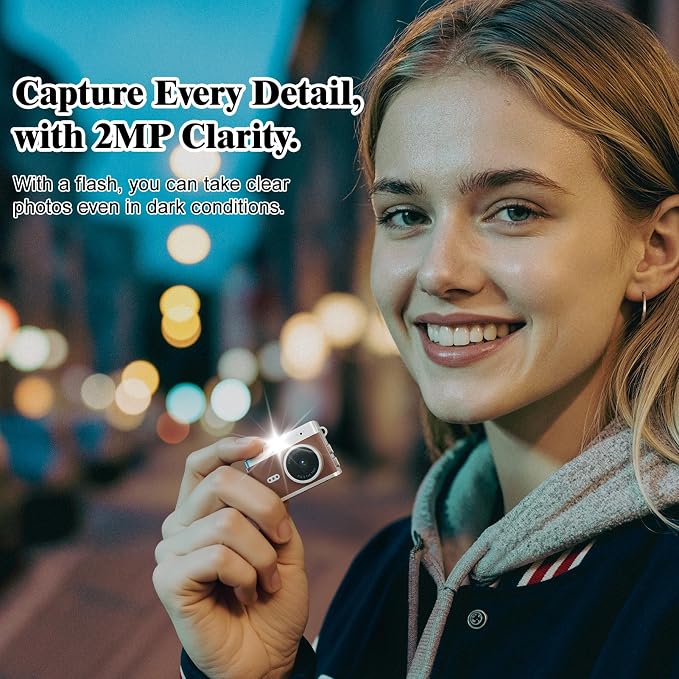 Mini Keychain Digital Camera 1080P, Ultra-Portable Small Retro Camera 32GB Card