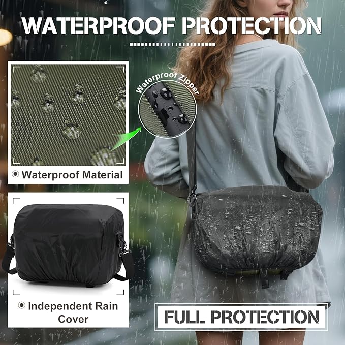 RAINSMORE Camera Bag, DSLR/SLR/Mirrorless Small Camera Sling Bag Waterproof