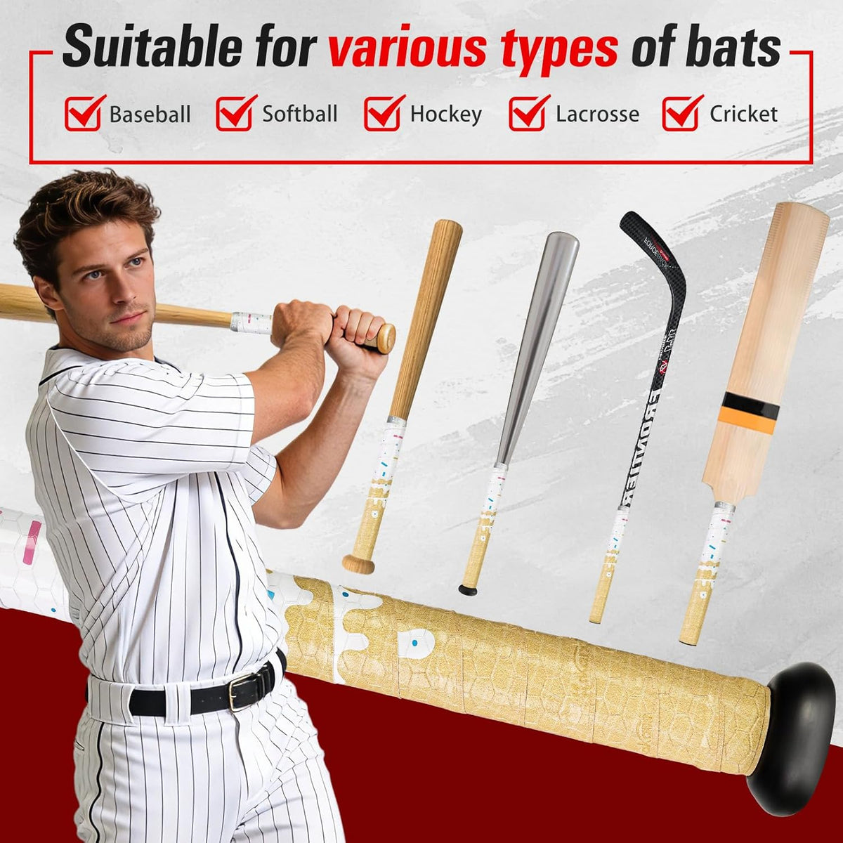 Skiennix Ice Cream Drip Baseball Bat Grip Tape - Non-Slip, Sweat Absorbent, 2/4 Pack, 0.5mm/1.1mm/1.75mm