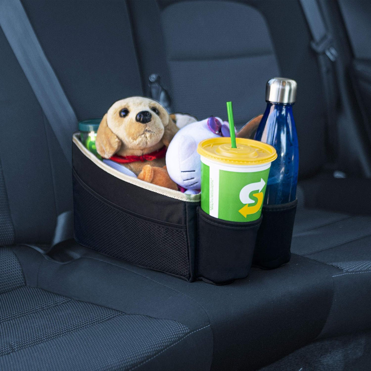 FH Group E-Z Travel Multi-Use Car Organizer with Cup Holders Back Seat Storage Blue
